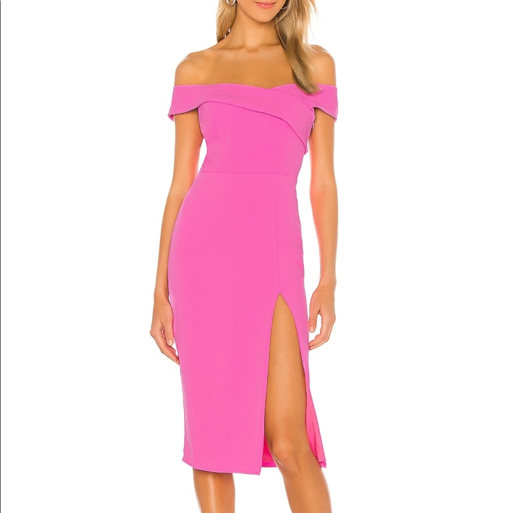 Bright pink NBD midi dress